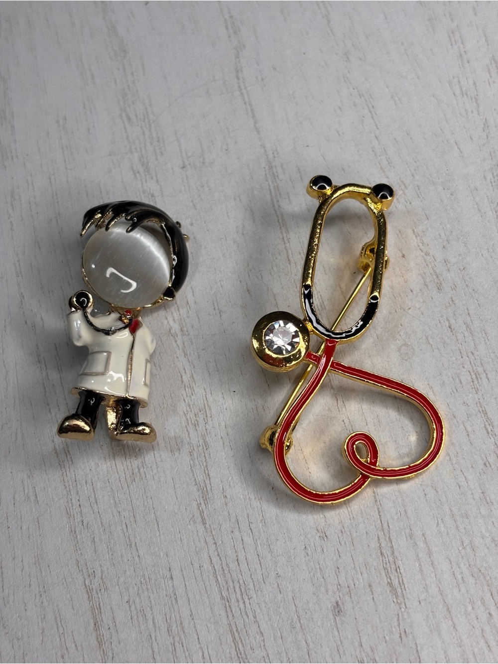Nurse Brooch Bundle 🩺 Doctor Pin + Stethoscope Heart Brooch Set